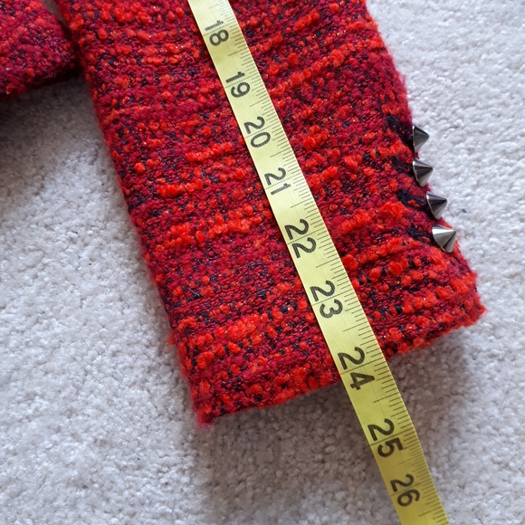 ZARA / L / Women's Tweed Studded Beaded Neckline Peplum Open Blazer Jacket 🌙 - Picture 11 of 11